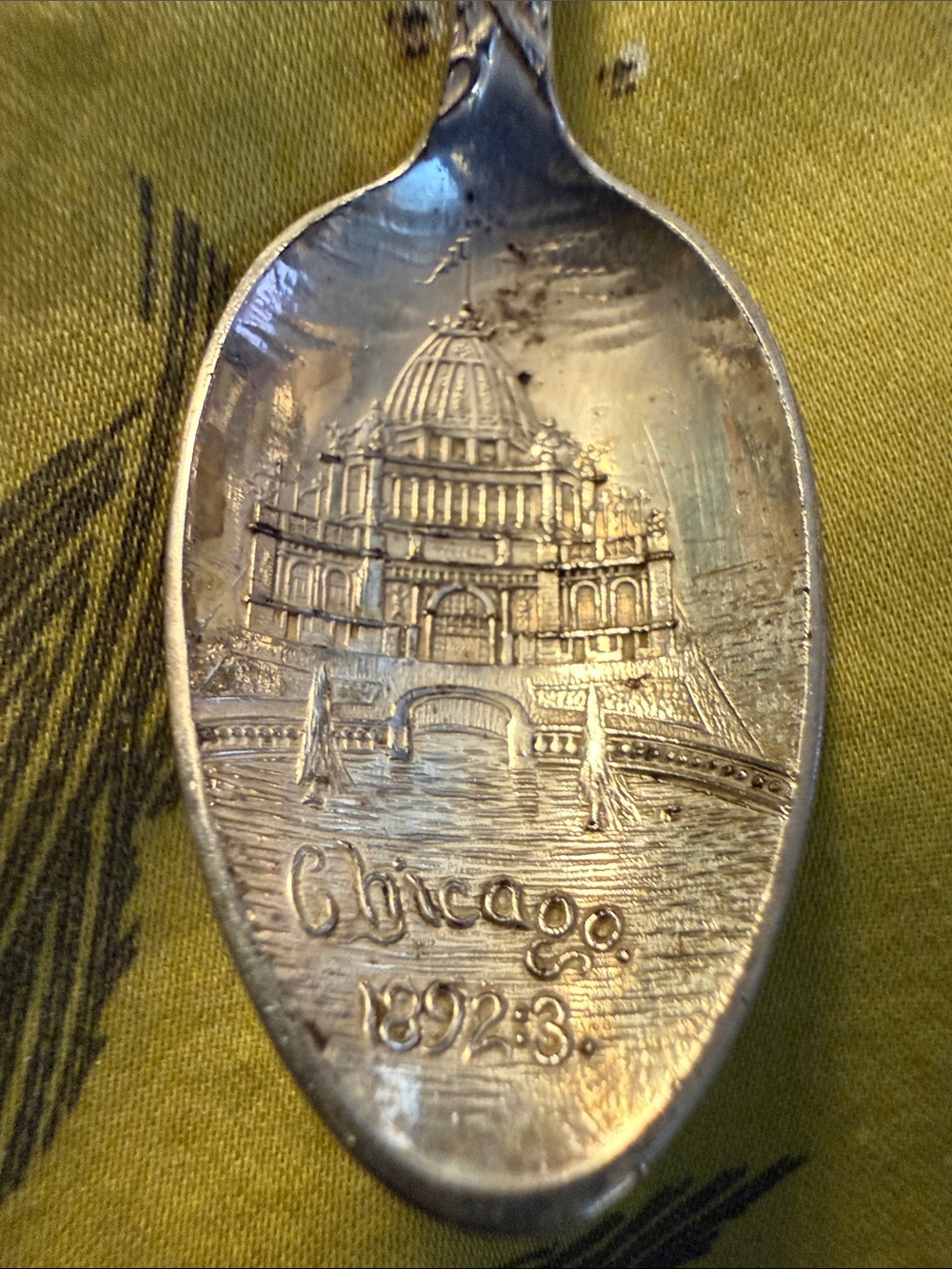 Antique Commemorative Silver plated Spoon Chicago World Fair 1492 to 1892